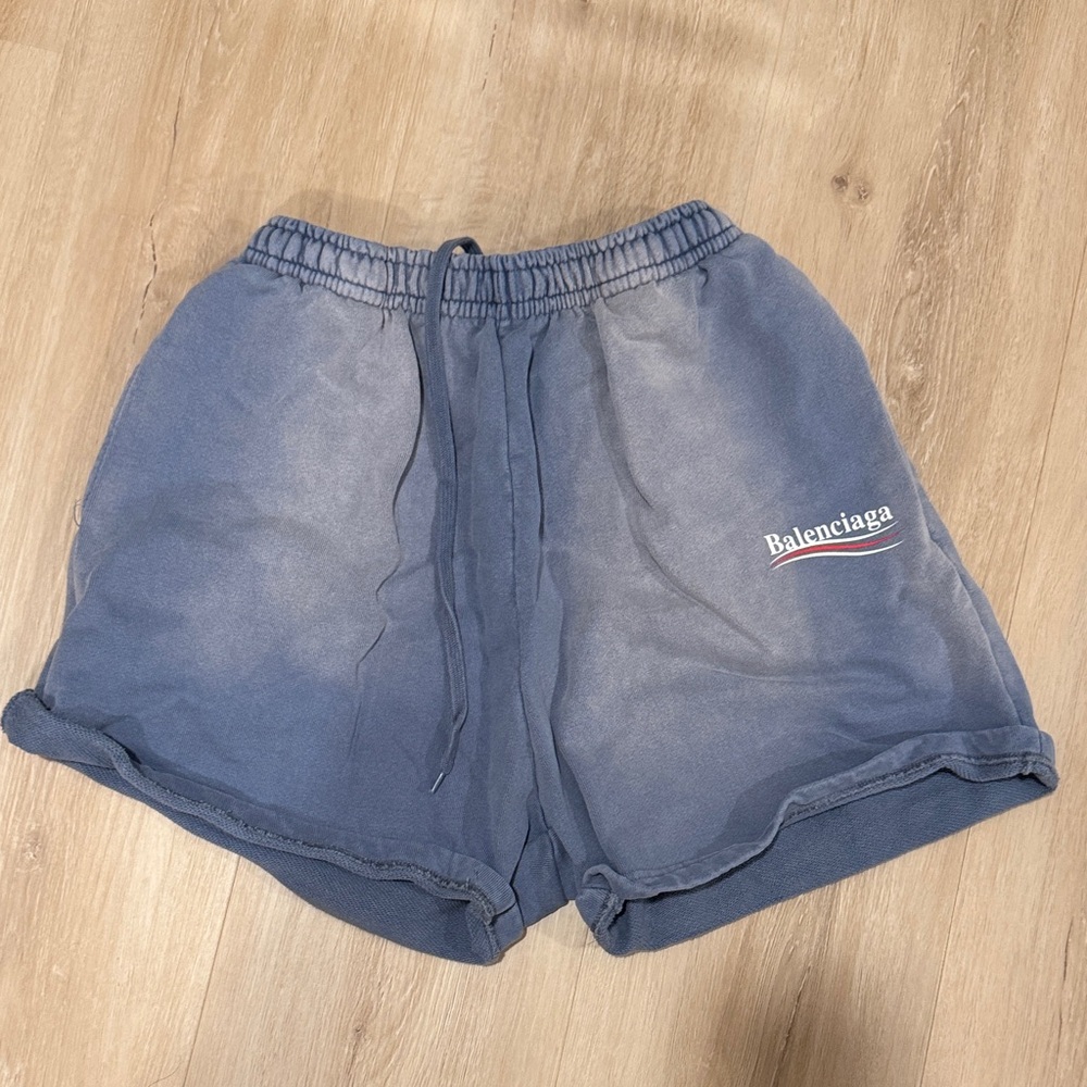 Balenciaga Blue Washed Cotton Shorts Unisex Size Small